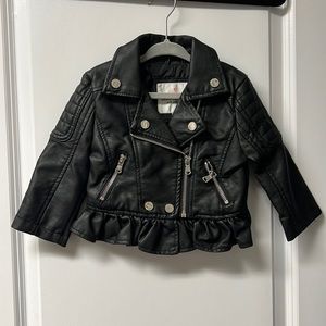 URBAN REPUBLIC Toddler Girl's Leather Ruffle Zip Up Jacket